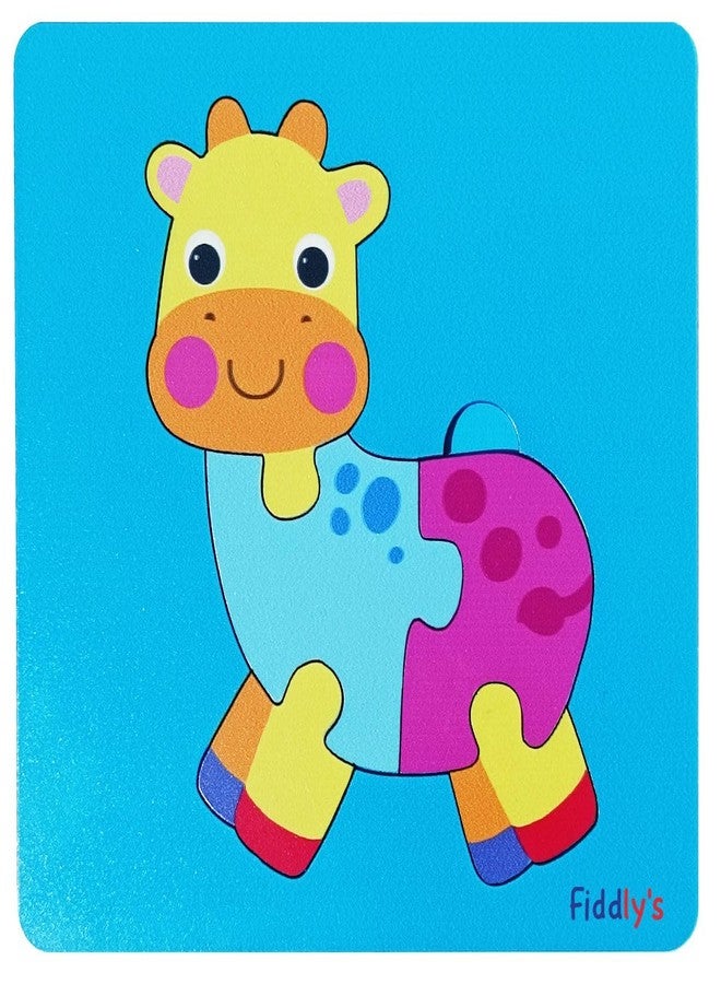 فيدلايز أحجيات خشبية ثلاثية الأبعاد لطيفة برسومات كرتونية للأطفال، أحجيات خشبية مزدوجة الطبقات مع طباعة أمامية وخلفية زاهية (عبوة من 4 حيوانات صغيرة + سفينة) - Image 5